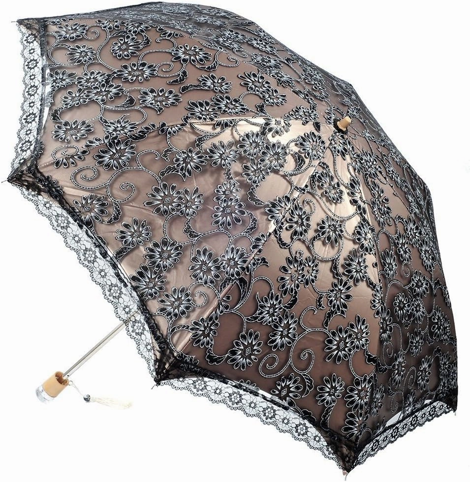 Honeystore Lace Travel Parasol Folding Anti-uv Windproof Embroidery Umbrella