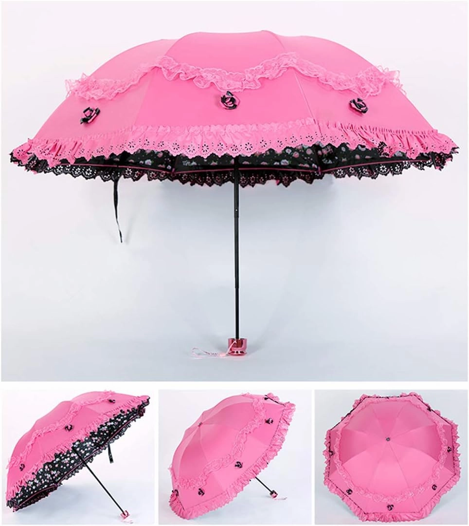 Honeystore Princess Lace Ultraviolet-Proof Folding Umbrella Anti-uv Dome Parasol