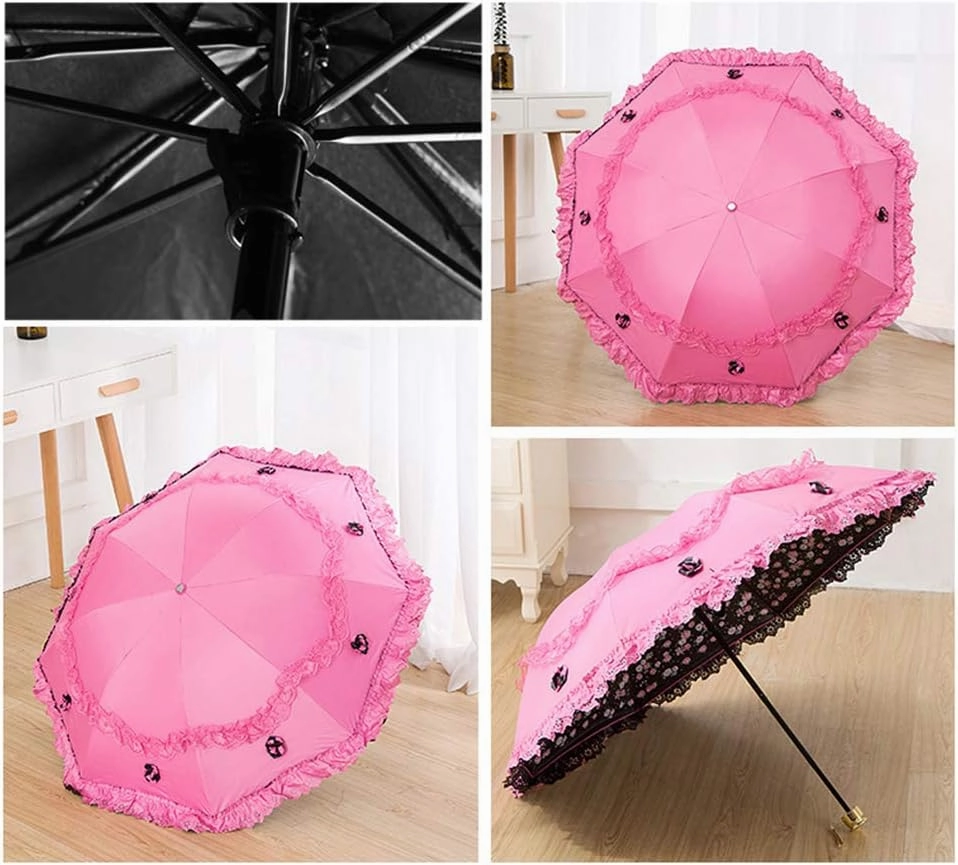 Honeystore Princess Lace Ultraviolet-Proof Folding Umbrella Anti-uv Dome Parasol