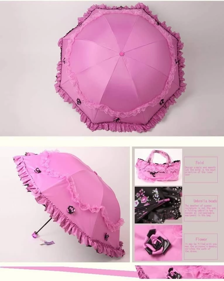 Honeystore Princess Lace Ultraviolet-Proof Folding Umbrella Anti-uv Dome Parasol