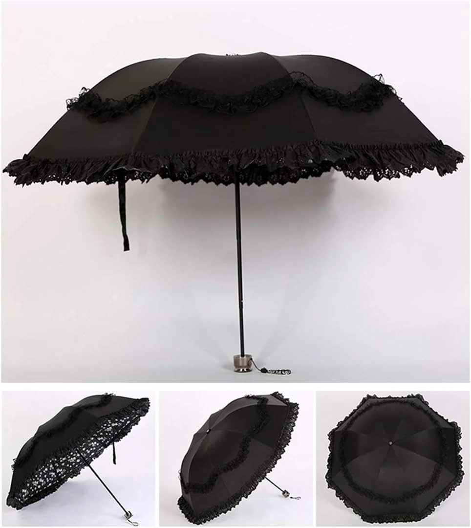 Honeystore Princess Lace Ultraviolet-Proof Folding Umbrella Anti-uv Dome Parasol