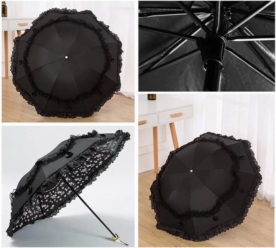 Honeystore Princess Lace Ultraviolet-Proof Folding Umbrella Anti-uv Dome Parasol