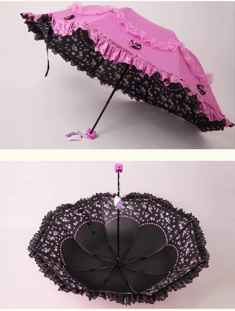 Honeystore Princess Lace Ultraviolet-Proof Folding Umbrella Anti-uv Dome Parasol