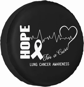 Hope for A Cure Lung Cancer Awareness Windproof and Rainproof Wheel hub Protection Cover, Spare tire Cover 17 inch
