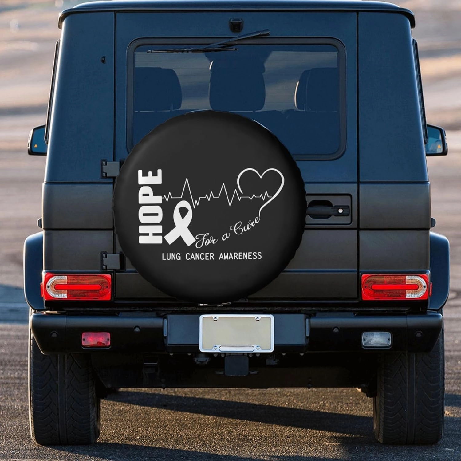 Hope for A Cure Lung Cancer Awareness Windproof and Rainproof Wheel hub Protection Cover, Spare tire Cover 17 inch