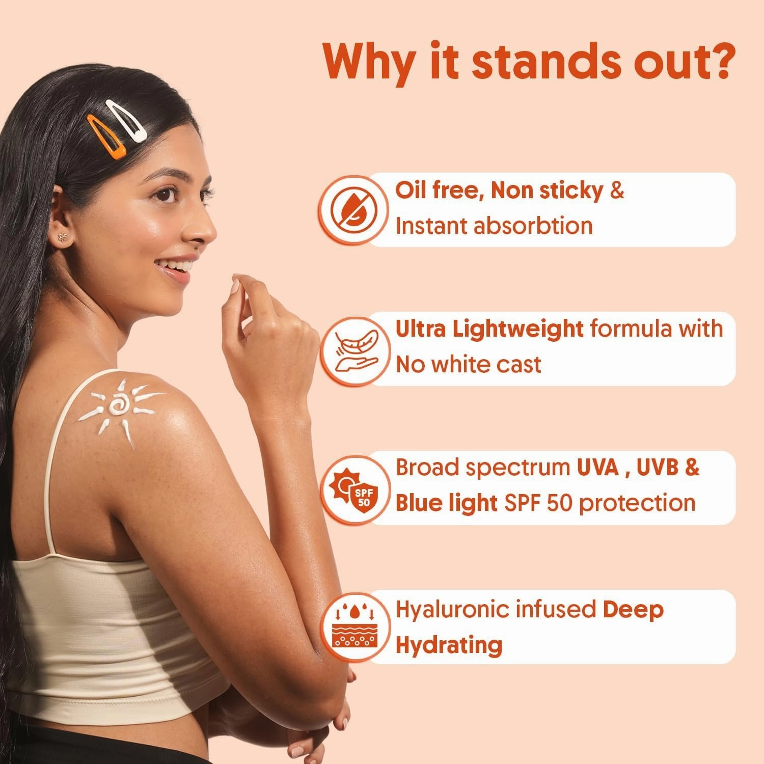 HR Organic Oil Free Sunscreen Body Lotion SPF 50 PA    , Lightweight, Quick Absorbing & No White Cast, UVA & UVB Protection, With Niacinamide, Hyaluronic Acid & Copper Tripeptide (200ml)