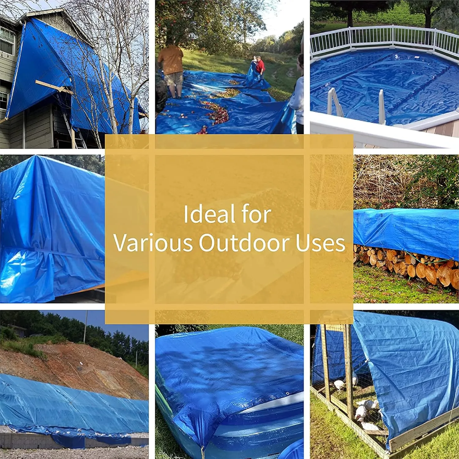HUHJYUGE Tarpaulin Waterproof Tarp 39.3x65.6ft, Reusable Dustproof Cover Tarp, Reversible Tarpaulin with Eyelets Windproof Tear Rainproof, Thicken Plant Cover Cold Weather Resistan