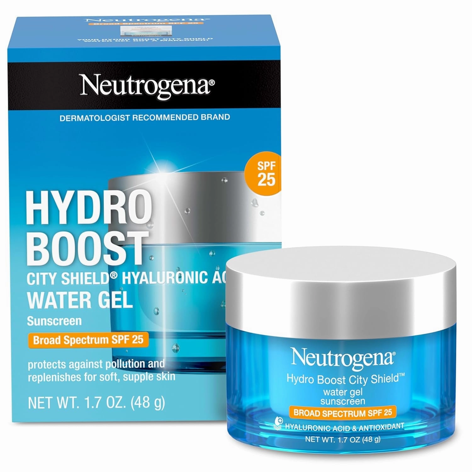 Hydro Boost Face Moisturizer with SPF 25, Hydrating Facial Sunscreen, Oil-Free and Non-Comedogenic Water Gel Face Lotion 1.7 Oz