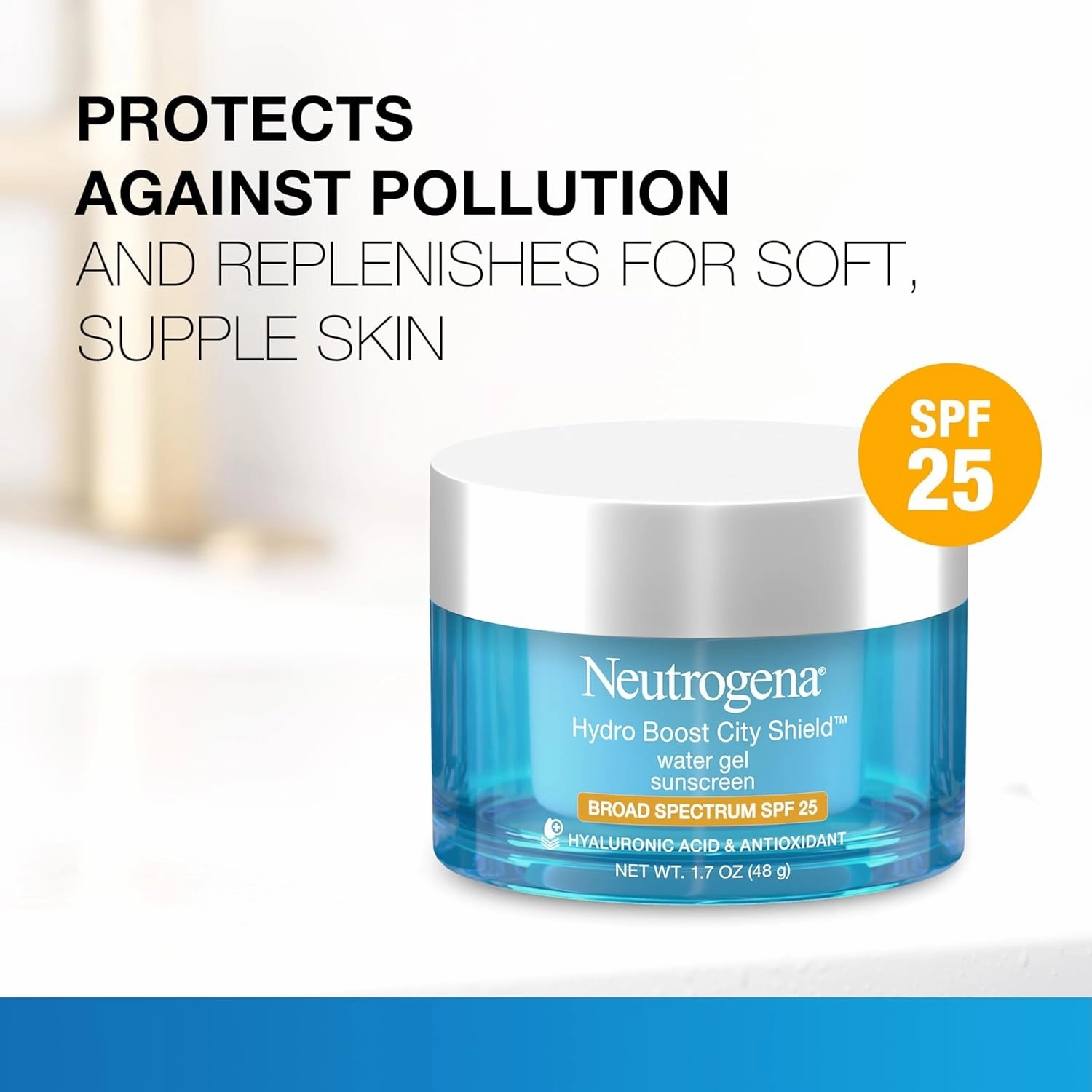 Hydro Boost Face Moisturizer with SPF 25, Hydrating Facial Sunscreen, Oil-Free and Non-Comedogenic Water Gel Face Lotion 1.7 Oz