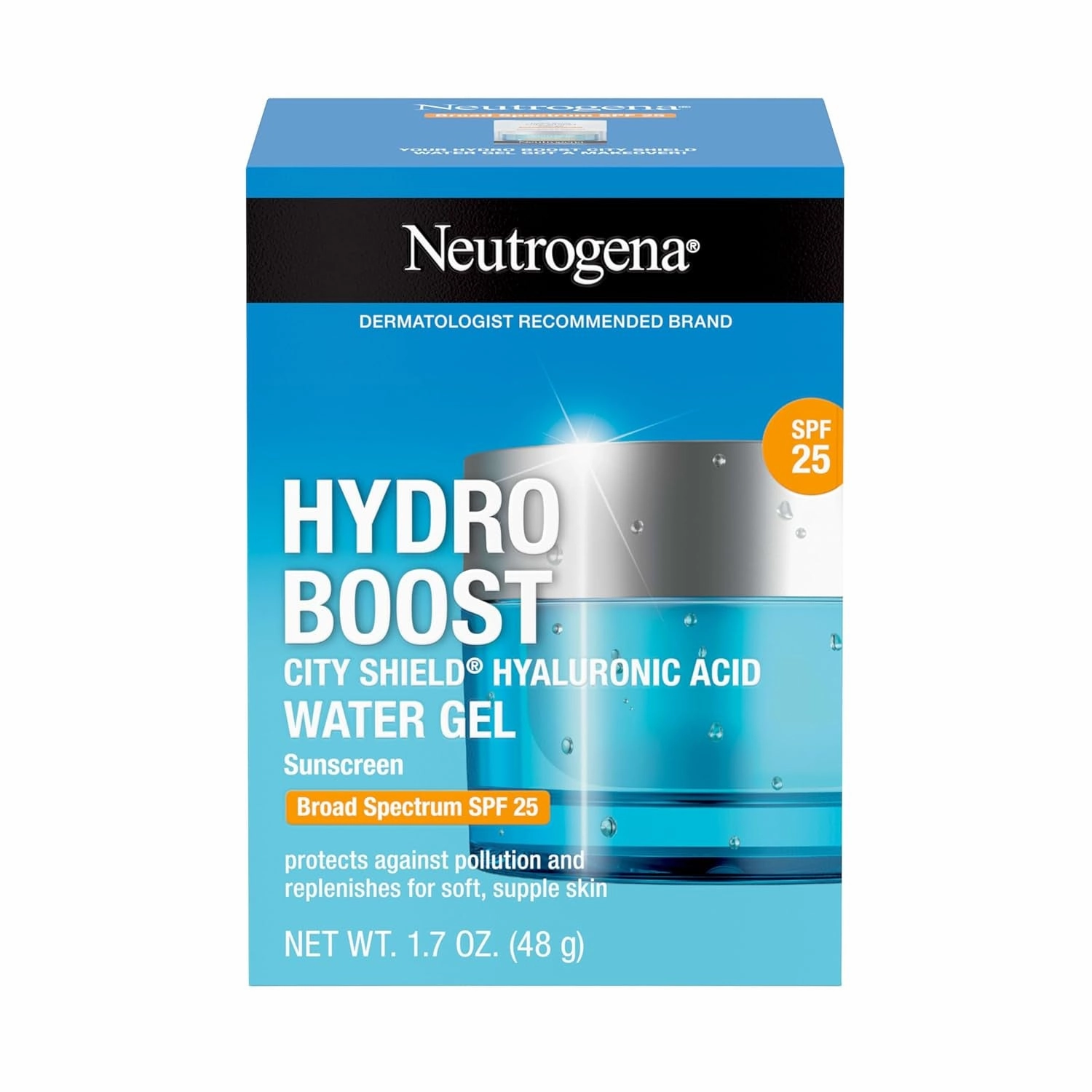 Hydro Boost Face Moisturizer with SPF 25, Hydrating Facial Sunscreen, Oil-Free and Non-Comedogenic Water Gel Face Lotion 1.7 Oz