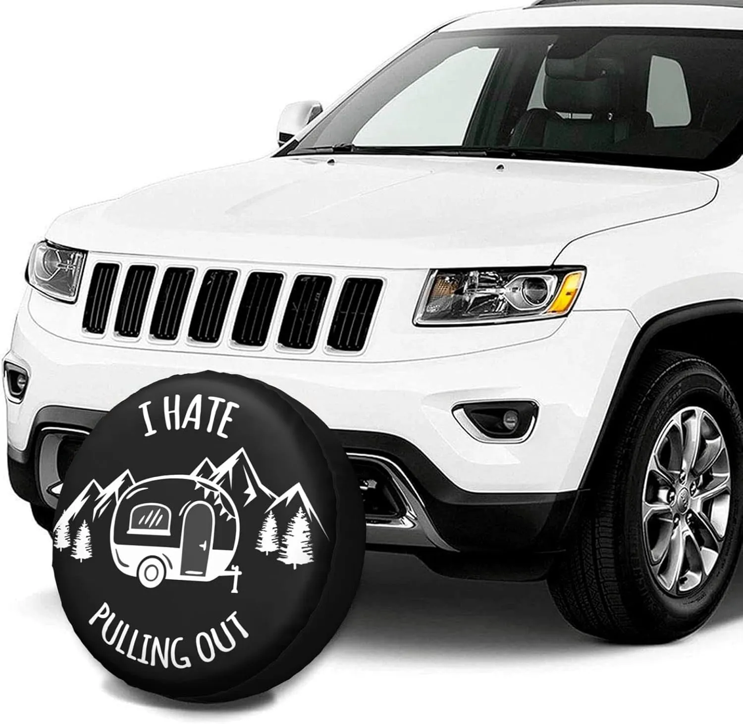 I Hate Out Camper Spare Tire Cover Spare Tire Cover Wheel Protectors Universal for Trailer Tires Camping Weatherproof Universal for Rv Travel Trailers Accessories 14" 15" 16" 17"