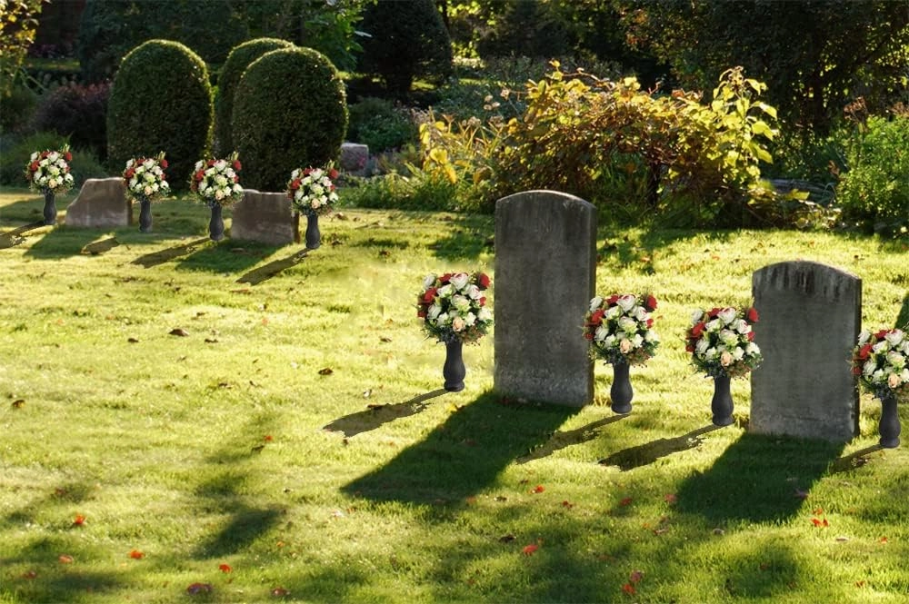 In Ground Grave Vase Cemetery Vase Grave Decoration Memorial Floral Vases with Spike and Floral Foam (Flowers are not Included)