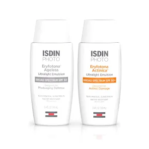 ISDIN Suncare Bundle Non-Tinted & Tinted Sunscreen - Eryfotona Actinica Mineral Sunscreen & Eryfotona Ageless Tinted Mineral Sunscreen