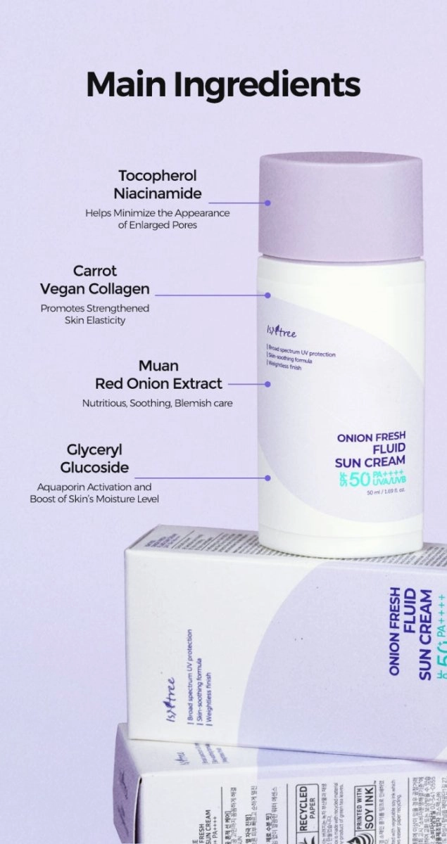 ISNTREE Onion Fresh Fluid Sun Cream SPF 50  PA     UVA/UVB