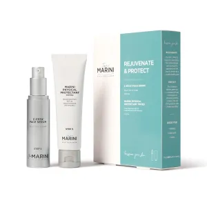 Jan Marini Skin Research Rejuvenate & Protect Bundle w/C-Esta Face Serum (1 oz) & Marini Physical Protectant SPF 45 (2 oz) - Vitamin C Serum & Tinted Sunscreen for Face