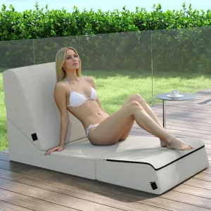 jela Outdoor Chaise Lounge, Waterproof Folding Sofa Bed Lounge Chair, UV Resistant Folding Lounge Chair with Machine Washable Cover, Soft Foam Patio Chairs Pool Lounge Chairs (Sand)