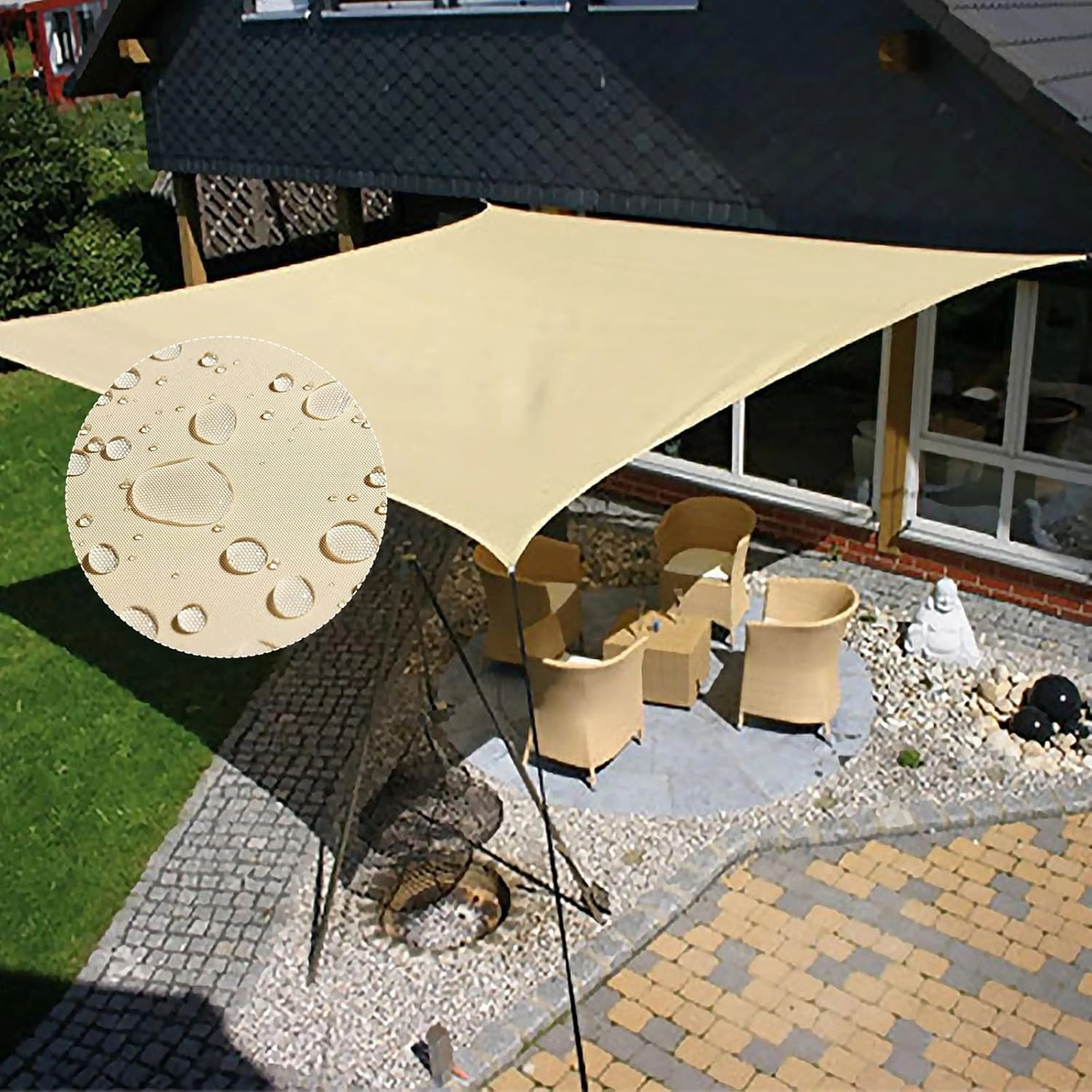 KALINCO Sun Shade Sail, Waterproof Shade Sail, 10'x13' Rectangle Sunscreen Awning Canopy, 95% UV Blocking Sun Shade Canopy with Free Rope for Outdoor Garden Patio Party Playground
