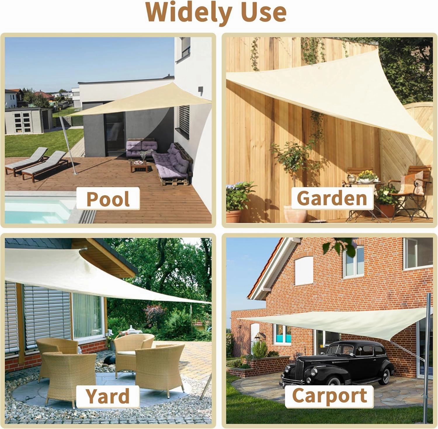KALINCO Sun Shade Sail, Waterproof Shade Sail, 10'x13' Rectangle Sunscreen Awning Canopy, 95% UV Blocking Sun Shade Canopy with Free Rope for Outdoor Garden Patio Party Playground