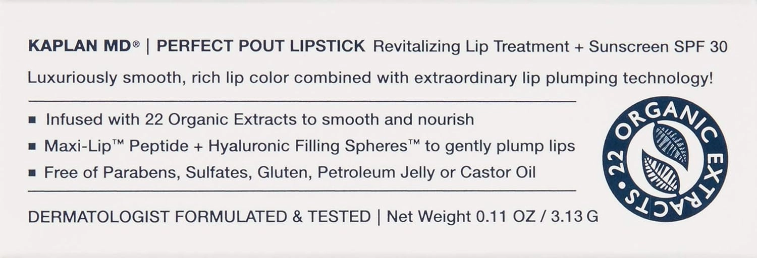 KAPLAN MD Perfect Pout Lipstick, Revitalizing Treatment   SPF 30 Sunscreen