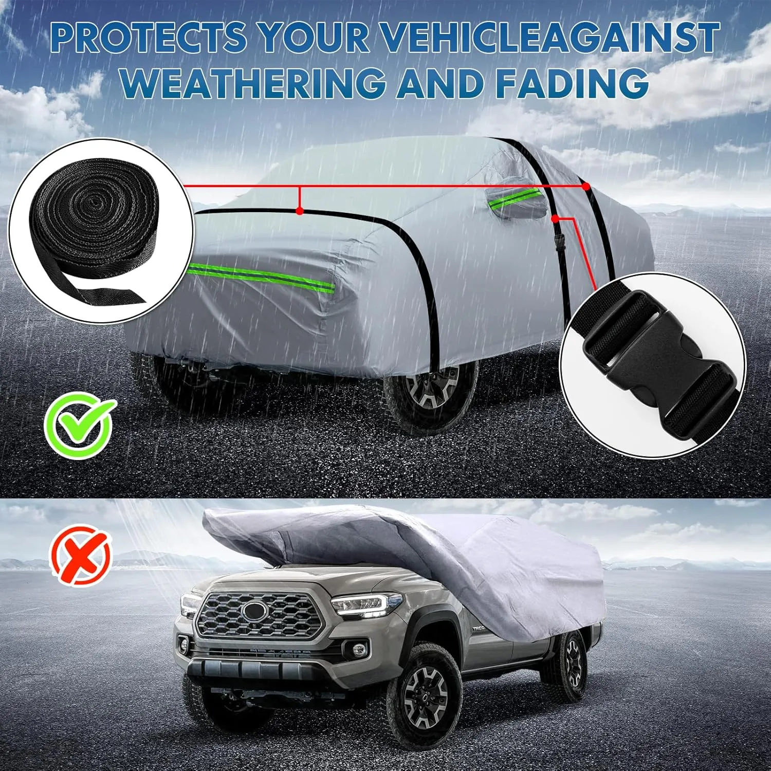 KEYOOG 6-Layer Full Car Cover is All-Weather Waterproof, Universal in All Seasons, Snow Prevention, Rainproof, Acid Rainproof, Sunscreen, Ultraviolet-Proof, Applicable to SUV and MPV (Up to 180")