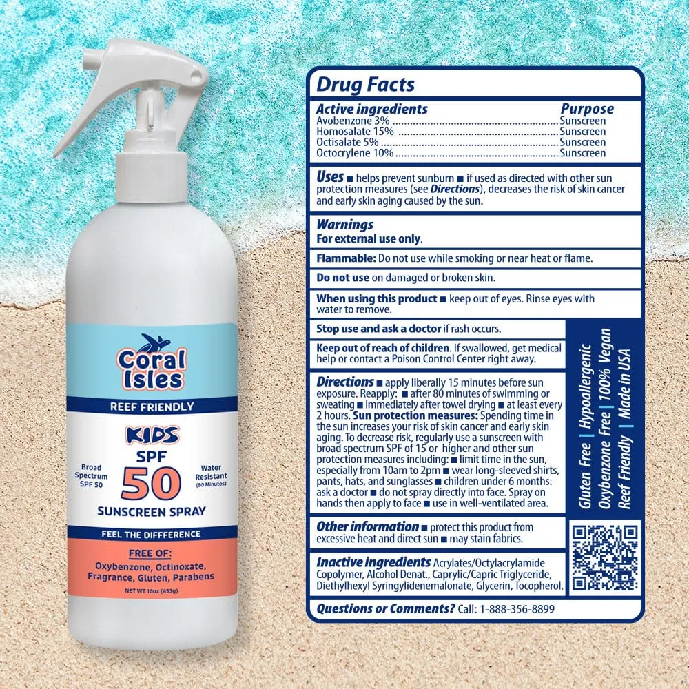 KIDS Rocky Mountain Sunscreen SPF 50 Liquid Spray | Broad Spectrum UVA/UVB Protection | Hawaii 104 Reef Act Compliant (Oxybenzone & Octinoxate Free) | Water Resistant 80 Min. | (16 Fl oz, 2-pack)