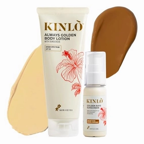 Kinlo Head-to-Toe Sunscreen Set (Medium)| GOLDEN RAYS SUNSCREEN WITH SPF 50   BODY LOTION WITH SPF 30 | Tinted Sunscreen for Face and Body Kit for Melanin Rich Skin | Black Owned Skincare| Made in USA