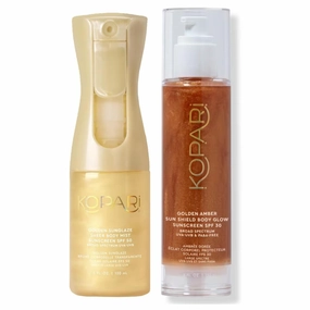 Kopari Golden Sunglaze Sheer Body Mist Sunscreen SPF 50 & Sun Shield Body Glow Broad Spectrum SPF 30 In Golden Amber