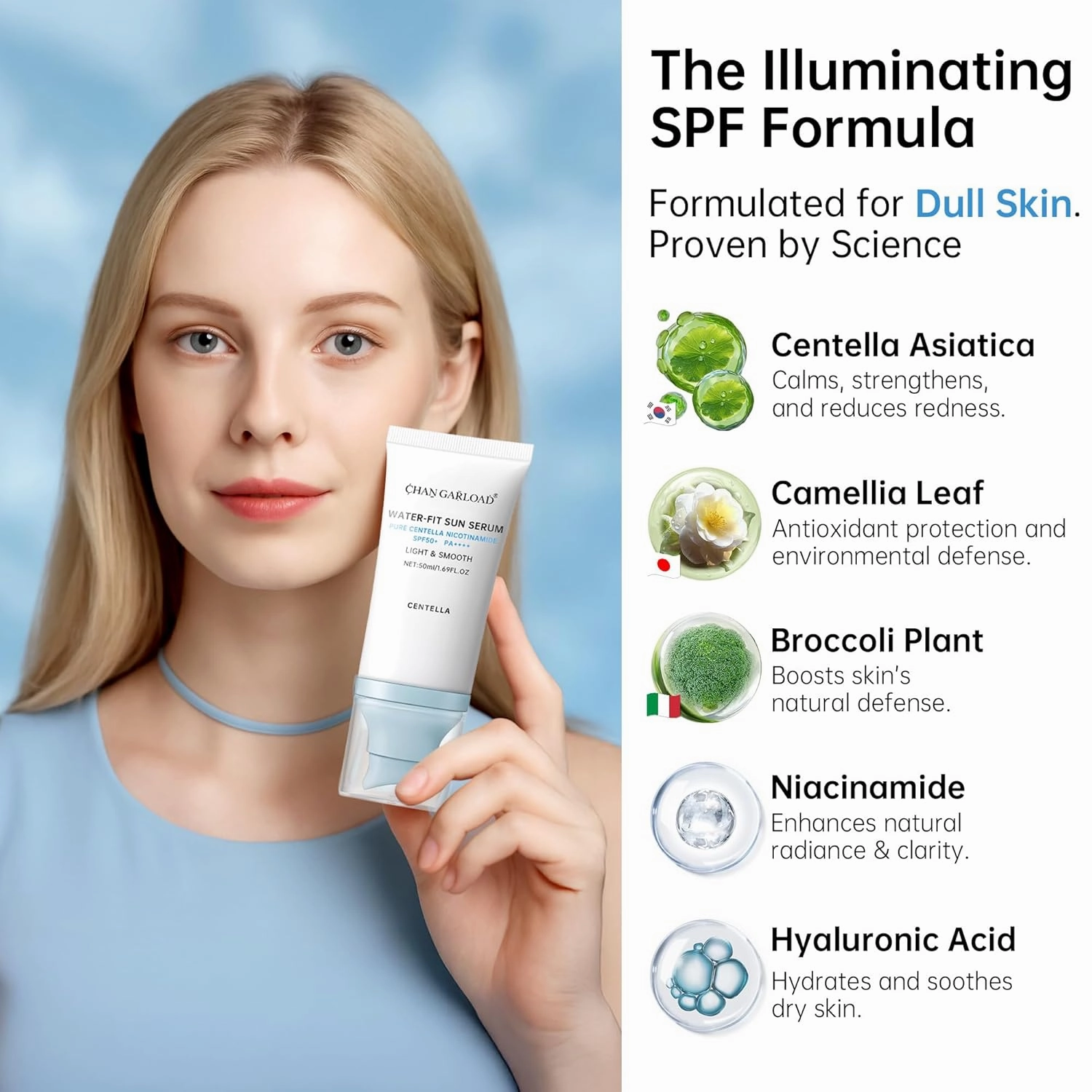 Korean Sunscreen for Face & body， Madagascar Centella Sunscreen SPF 50  ，mineral sunscreen with Tinted Moisturizer & Hyaluronic Acid &Niacinamide, korean skin care sunblock 50ml
