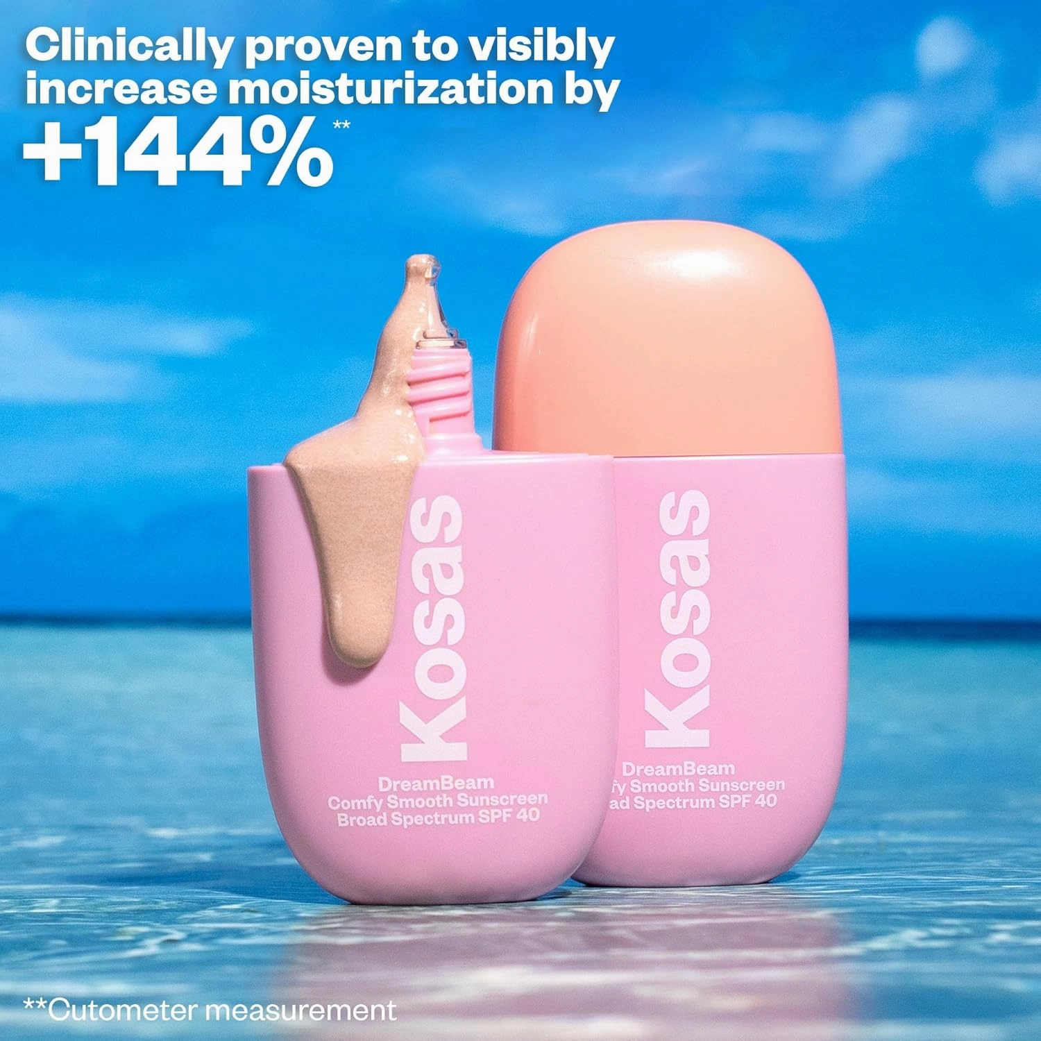 Kosas Mini DreamBeam Mineral Sunscreen SPF 40, Travel Size Face Sunscreen - Lightweight Makeup Base - Radiant Finish, Original, 15ml
