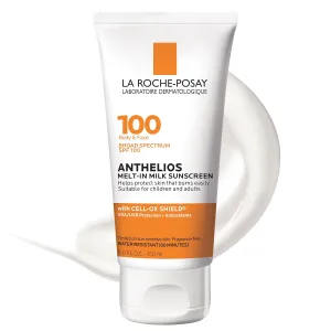 La Roche-Posay Anthelios Melt-In Milk Sunscreen SPF 100, Sunscreen For Body & Face, Broad Spectrum SPF   Antioxidants, Oil Free, For Sun Sensitive Skin, Oxybenzone Free