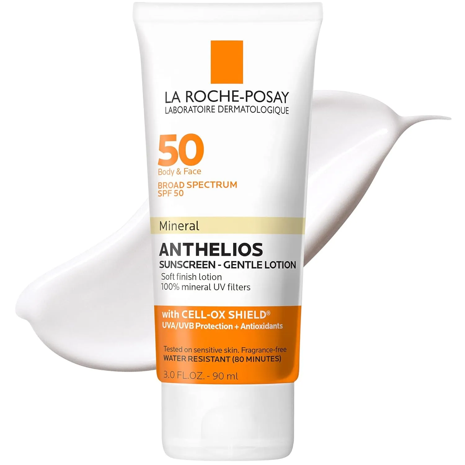 La Roche-Posay Anthelios Mineral Sunscreen SPF 50 Gentle Lotion, Broad Spectrum SPF   Antioxidants, Face & Body Sunscreen, Titanium Dioxide & Zinc Oxide, Oxybenzone Free, Oil Free