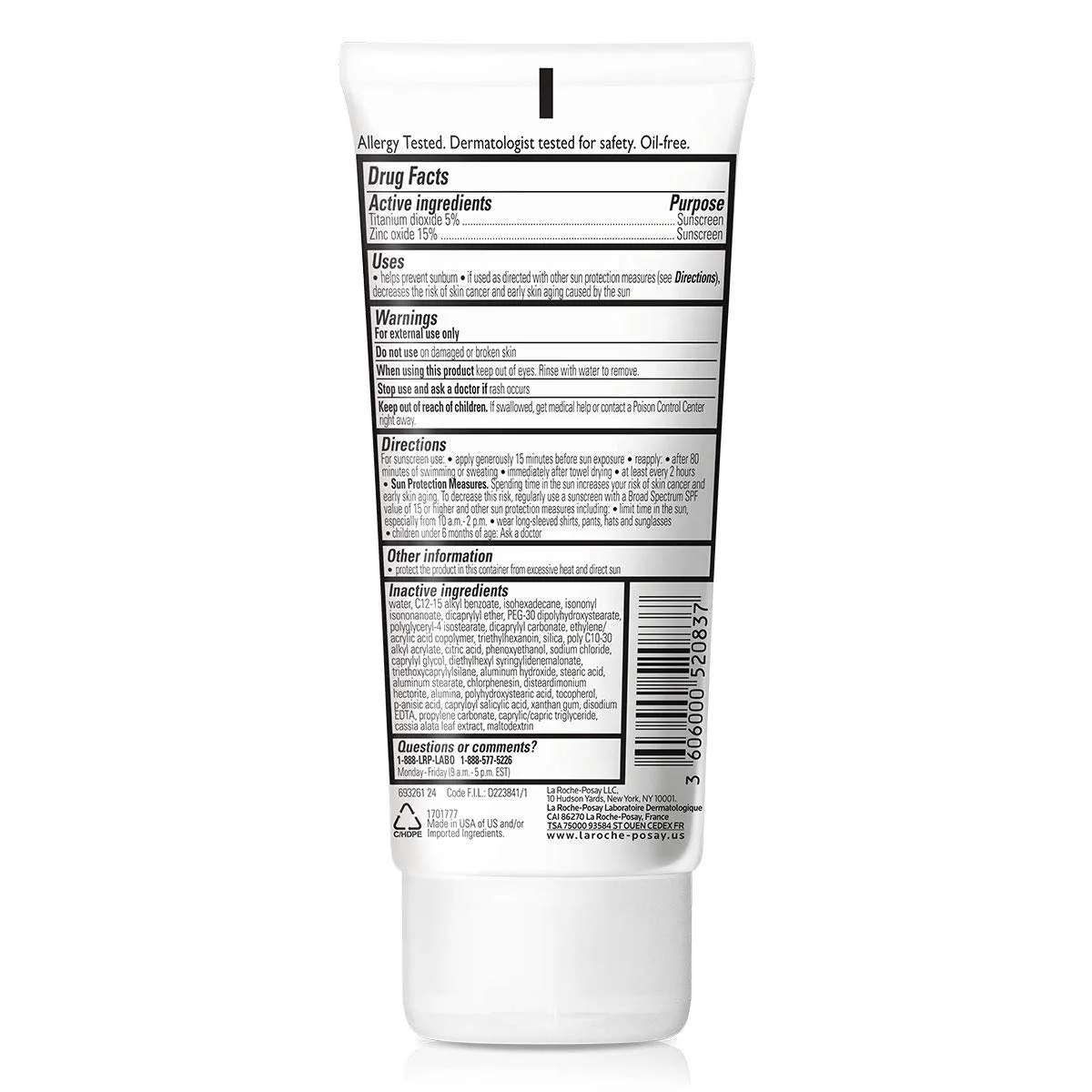 La Roche-Posay Anthelios Mineral Sunscreen SPF 50 Gentle Lotion, Broad Spectrum SPF   Antioxidants, Face & Body Sunscreen, Titanium Dioxide & Zinc Oxide, Oxybenzone Free, Oil Free