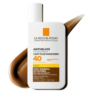 La Roche-Posay Anthelios Tinted Sunscreen SPF 40 , Broad Spectrum SPF   Antioxidants, Titanium Dioxide & Zinc Oxide Sunscreen, 4 Flexible Shades With No White Cast, Oil Free & Oxybenzone Free