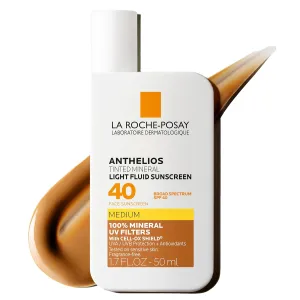 La Roche-Posay Anthelios Tinted Sunscreen SPF 40 , Broad Spectrum SPF   Antioxidants, Titanium Dioxide & Zinc Oxide Sunscreen, 4 Flexible Shades With No White Cast, Oil Free & Oxybenzone Free