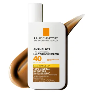 La Roche-Posay Anthelios Tinted Sunscreen SPF 40 , Broad Spectrum SPF   Antioxidants, Titanium Dioxide & Zinc Oxide Sunscreen, 4 Flexible Shades With No White Cast, Oil Free & Oxybenzone Free