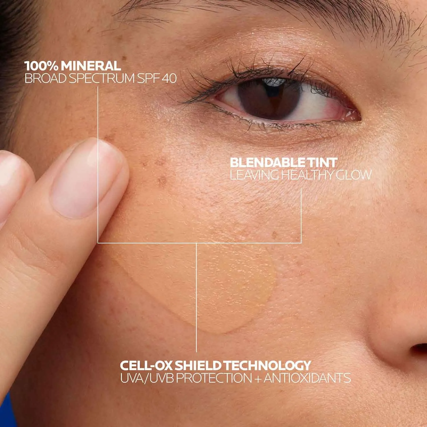 La Roche-Posay Anthelios Tinted Sunscreen SPF 40 , Broad Spectrum SPF   Antioxidants, Titanium Dioxide & Zinc Oxide Sunscreen, 4 Flexible Shades With No White Cast, Oil Free & Oxybenzone Free