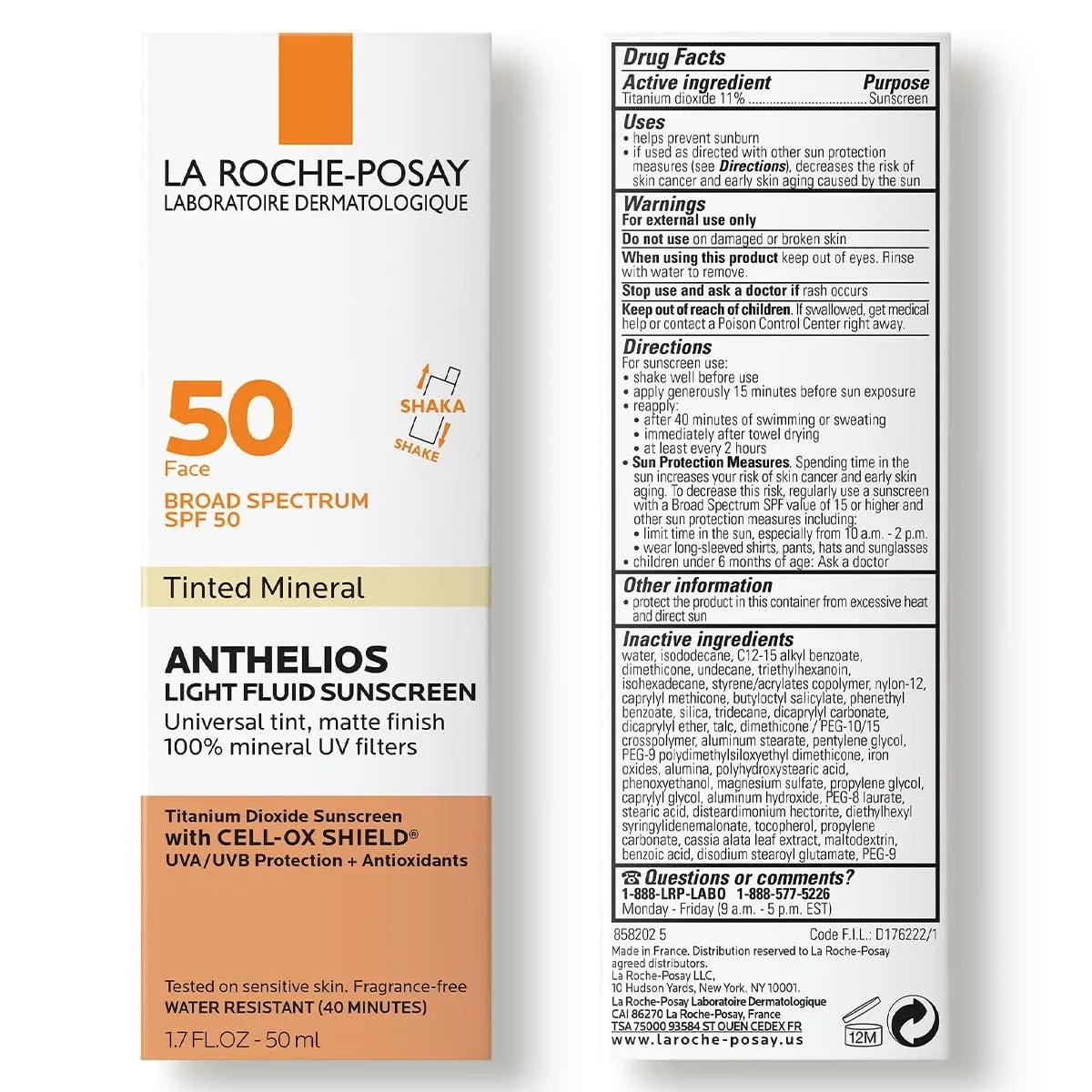 La Roche-Posay Anthelios Tinted Sunscreen SPF 40 , Broad Spectrum SPF   Antioxidants, Titanium Dioxide & Zinc Oxide Sunscreen, 4 Flexible Shades With No White Cast, Oil Free & Oxybenzone Free