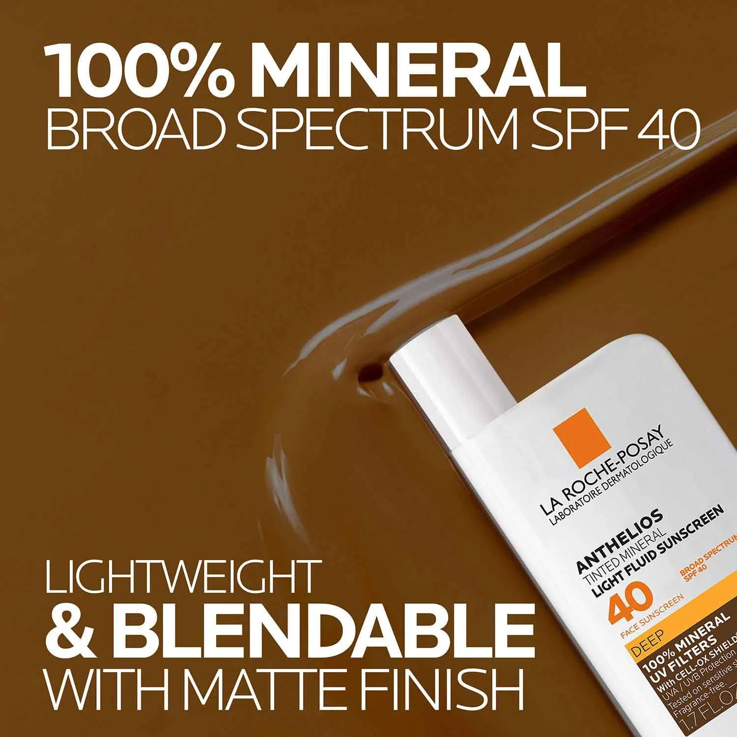 La Roche-Posay Anthelios Tinted Sunscreen SPF 40 , Broad Spectrum SPF   Antioxidants, Titanium Dioxide & Zinc Oxide Sunscreen, 4 Flexible Shades With No White Cast, Oil Free & Oxybenzone Free