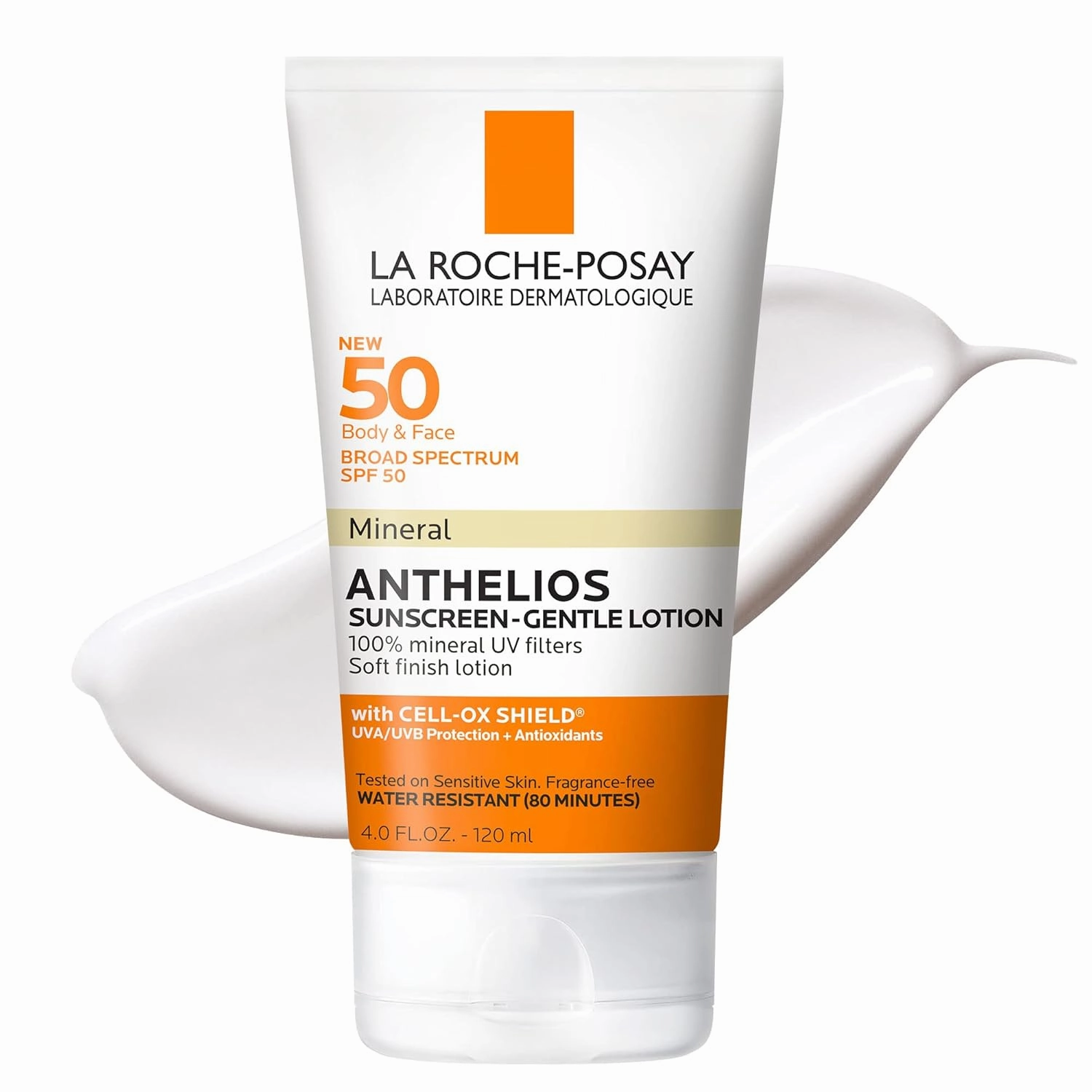 La Roche-Posay Anthelios Mineral Sunscreen SPF 50 Gentle Lotion, Broad Spectrum SPF   Antioxidants, Face & Body Sunscreen, Titanium Dioxide & Zinc Oxide, Oxybenzone Free, Oil Free