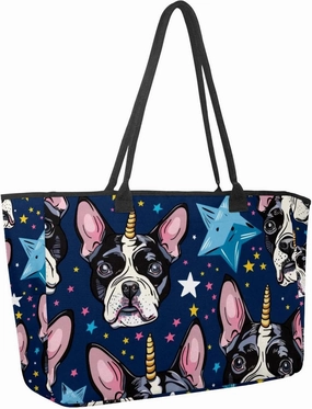 Large Beach Bag for Women, Butterfly and Unicorn Pattern Travel Tote with Pockets Waterproof Shoulder Handbag