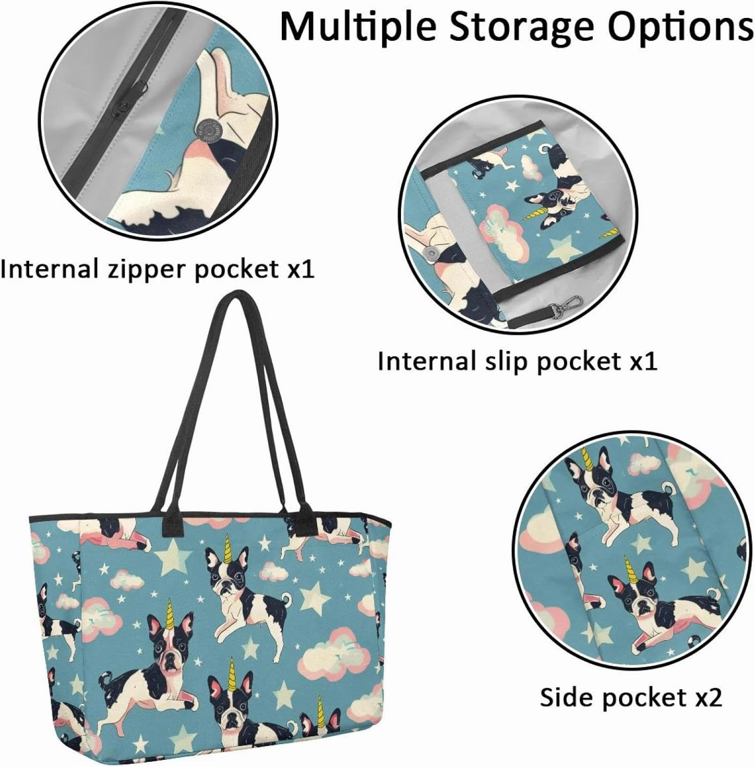 Large Beach Bag for Women, Sunflowers Red Panda Vintage Travel Tote with Pockets Waterproof Shoulder Handbag
