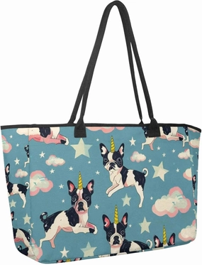 Large Beach Bag for Women, Sunflowers Red Panda Vintage Travel Tote with Pockets Waterproof Shoulder Handbag