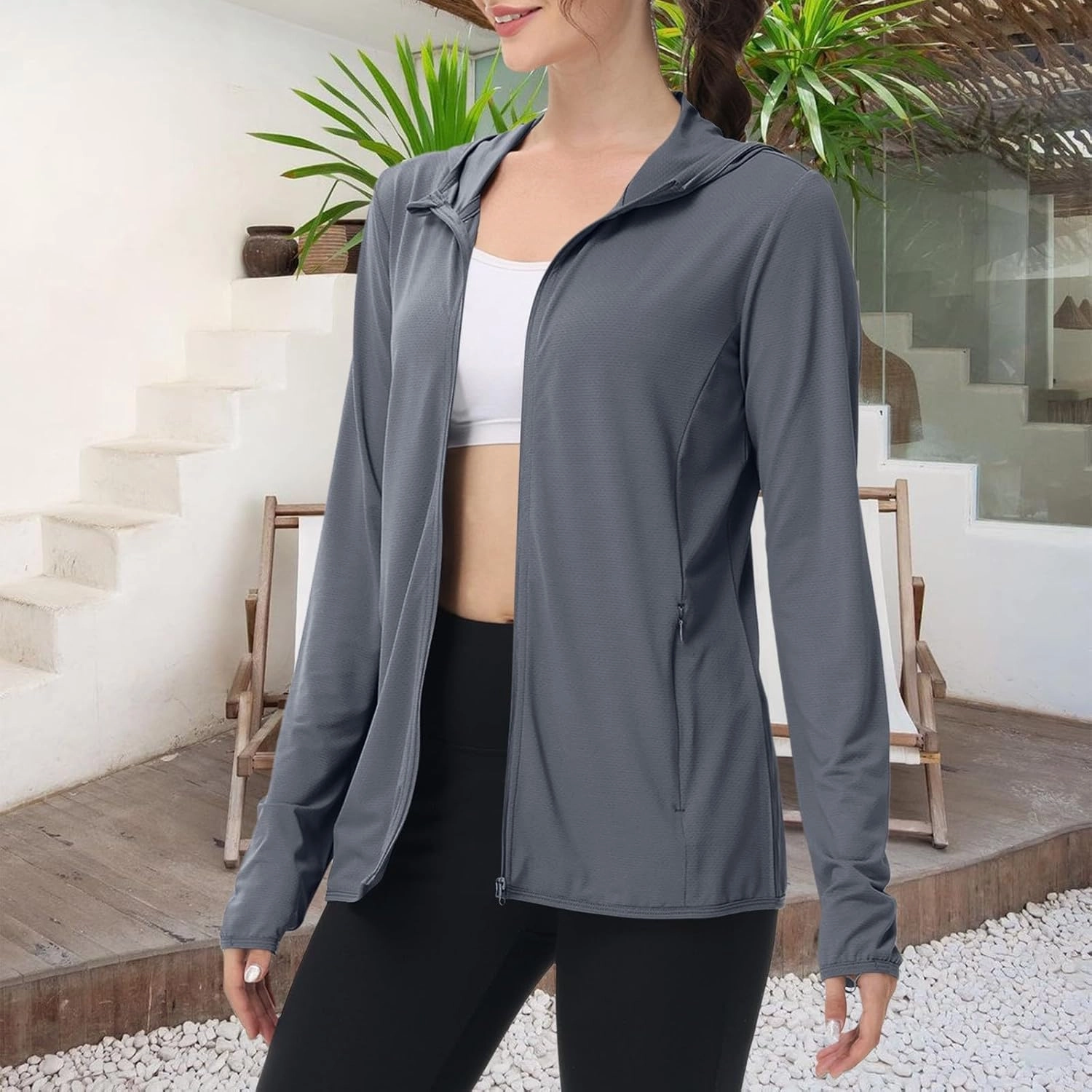Light Jackets for Women Sun Protection Hiking Fishing Jacket UPF 50  Summer Beach Hoodies Zip Up Running Clothing