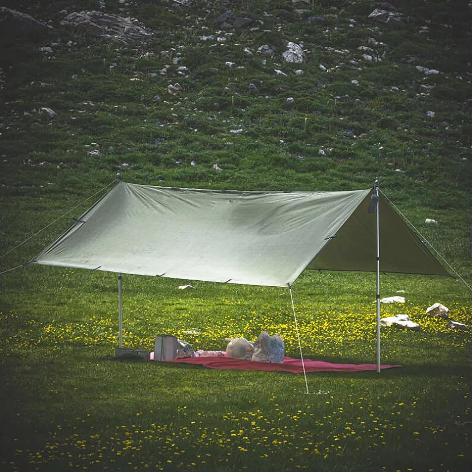Lightweight Camping Tarp Waterproof, 10x12 ft Portable Hammock Tarp Tent, Premium Rain Fly, Sunscreen Awning Canopy with Silver Coating, Bushcraft Survival Shelter for Hiking & Backpacking
