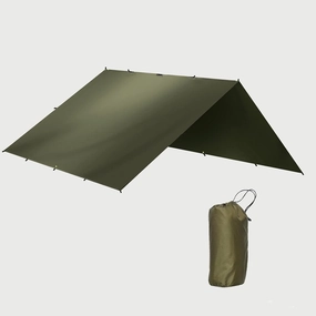 Lightweight Camping Tarp Waterproof, 10x12 ft Portable Hammock Tarp Tent, Premium Rain Fly, Sunscreen Awning Canopy with Silver Coating, Bushcraft Survival Shelter for Hiking & Backpacking