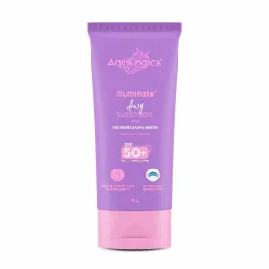 lluminate  Dewy All Skin Type Sunscreen Spf 50  Pa  With Wild Berries&Alpha Arbutin - 80 G Protection Against Uva/B&Blue Light Protection Fragrance-Free For Luminous&Sun Protected Skin
