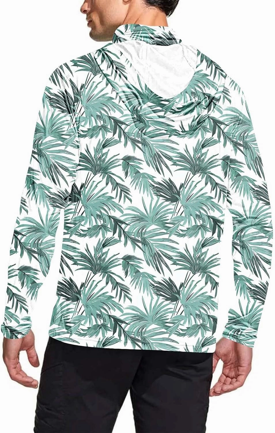 Long Sleeve Sun Shirt Men Camo UPF 50  UV Protection Hoodie with Hood Mask Rash Guard Lightweight Outdoor Fishing Top