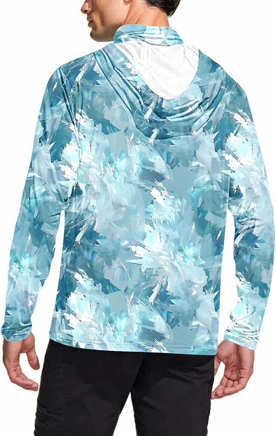 Long Sleeve Sun Shirt Men Camo UPF 50  UV Protection Hoodie with Hood Mask Rash Guard Lightweight Outdoor Fishing Top