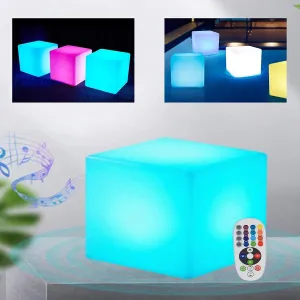 LOYALHEARTDY 12-Inch Rechargeable LED Color Cube Stool Cordless LED Cube Chair Light W/Remote Control Magic Color Changing Stool for Home Kids Bedroom Nursery Party (12-Inch/30cm)