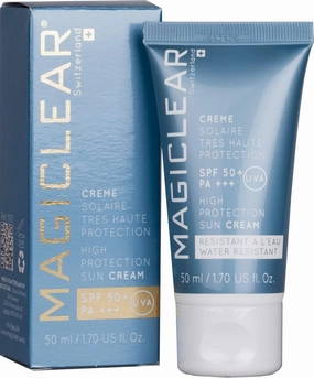 Luxury face Sunscreen SPF 50 PA    Daily sunblock for sensitive skin waterproof organic moisturizer mineral zink oxide suncream sun protector hypoallergenic natural Swiss brand Magiclear 1.7 Oz